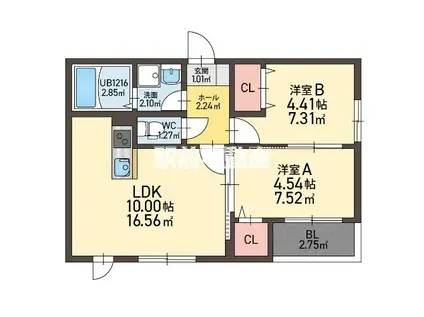 西町AP(2LDK/2階)の間取り写真