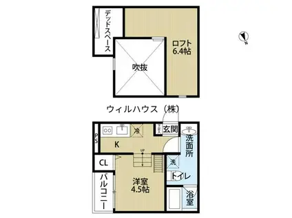 PALETTE(1K/1階)の間取り写真