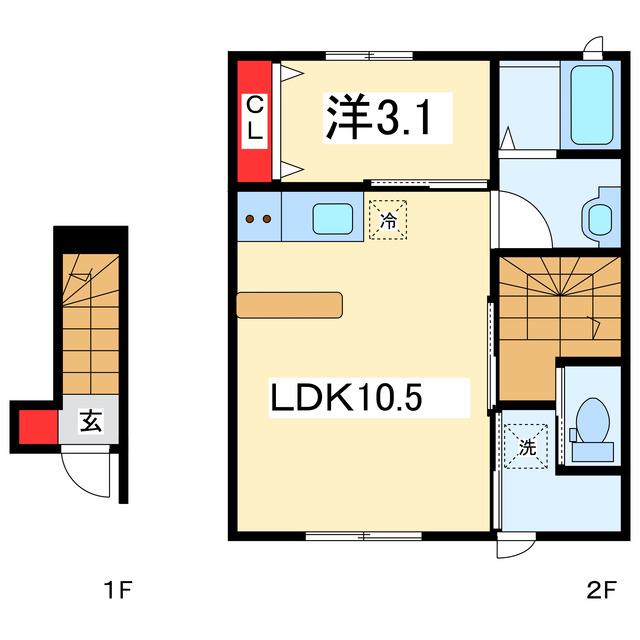 VILLEKARASUMARUI(1LDK/2階)の間取り写真