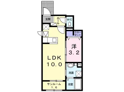 シェル・エ・メールII(1LDK/1階)の間取り写真