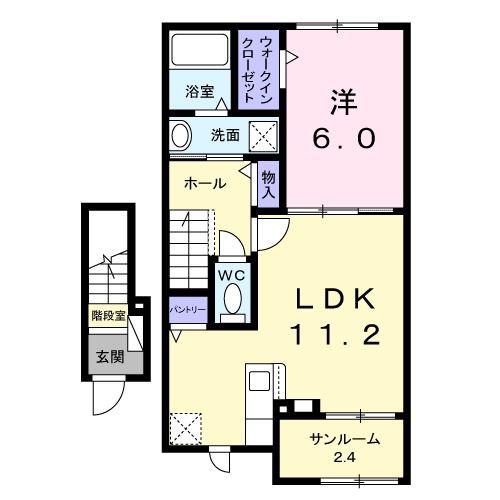 デュエル(1LDK/2階)の間取り写真