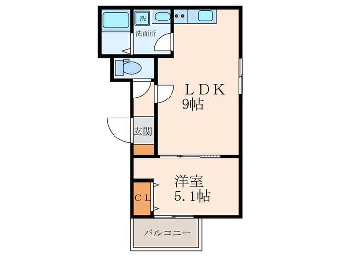 尼崎市大庄西町1丁目AP(1LDK/2階)の間取り写真
