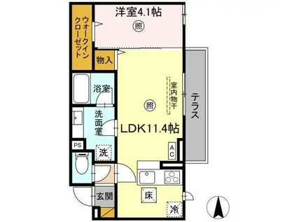 ピエドリオ(1LDK/1階)の間取り写真