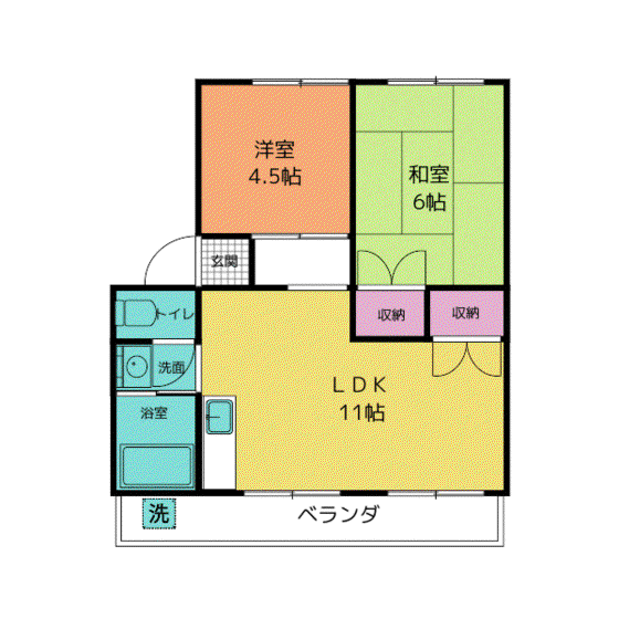 エクスト宮前I(2LDK/2階)の間取り写真