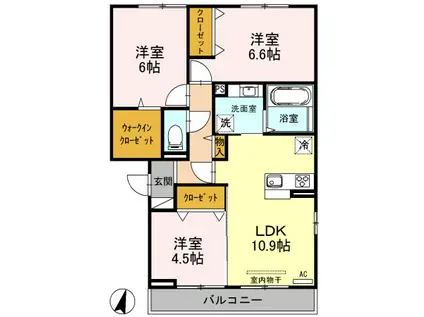 ロイヤルガーデンコート新和 A(3LDK/2階)の間取り写真