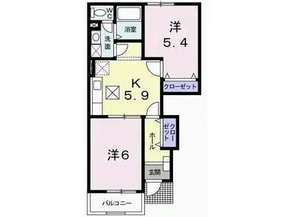 マルグリットI(2K/1階)の間取り写真