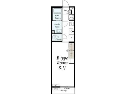 リブリ・ルミエール不動ヶ岡(1K/1階)の間取り写真