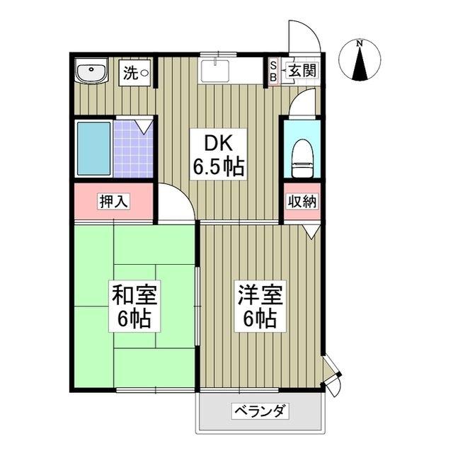 コンフォーレハイムパープル(2DK/1階)の間取り写真