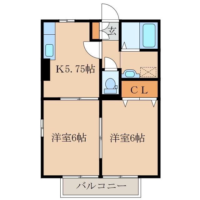モナリエ西原(2K/2階)の間取り写真