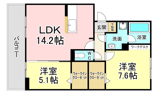 NEST PIECE 原町(2LDK/2階)の間取り写真