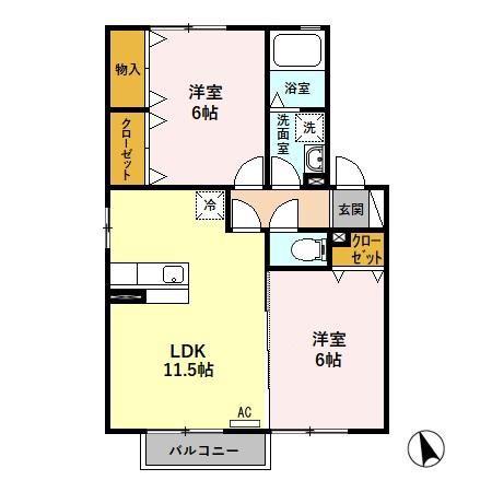 アスタリスク(2LDK/2階)の間取り写真