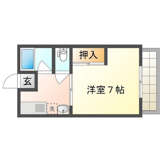 アルソーレ城北参番館(1K/2階)の間取り写真