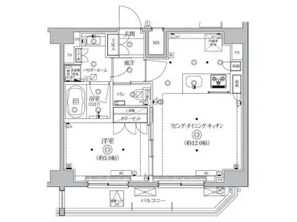 クオリタス南大井(1LDK/11階)の間取り写真