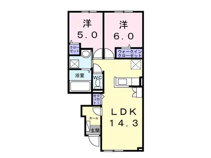ひまわりV(2LDK/1階)の間取り写真