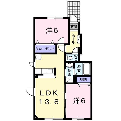 VILLA 佐藤 D(2LDK/1階)の間取り写真