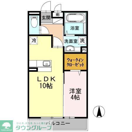 ラ・プランタン北野(1LDK/2階)の間取り写真