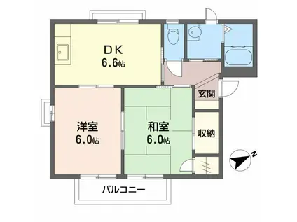 シーサイドフォーレス(2DK/1階)の間取り写真