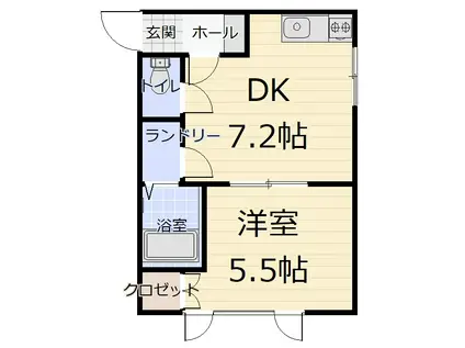 パープルタウン(1DK/2階)の間取り写真