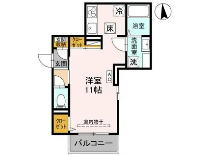 フローリッシュ(ワンルーム/1階)の間取り写真