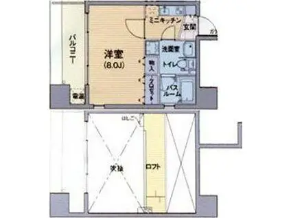 プロスペクト中之島(1K/12階)の間取り写真