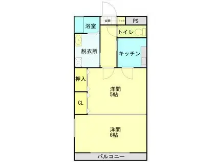 シーレグ山城(2K/2階)の間取り写真