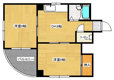 衣笠ビル(2DK/3階)の間取り写真