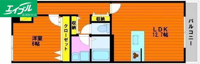 アルカンジュ高柳西町(1LDK/1階)の間取り写真