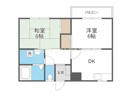 ハマダハイツ(2DK/2階)の間取り写真