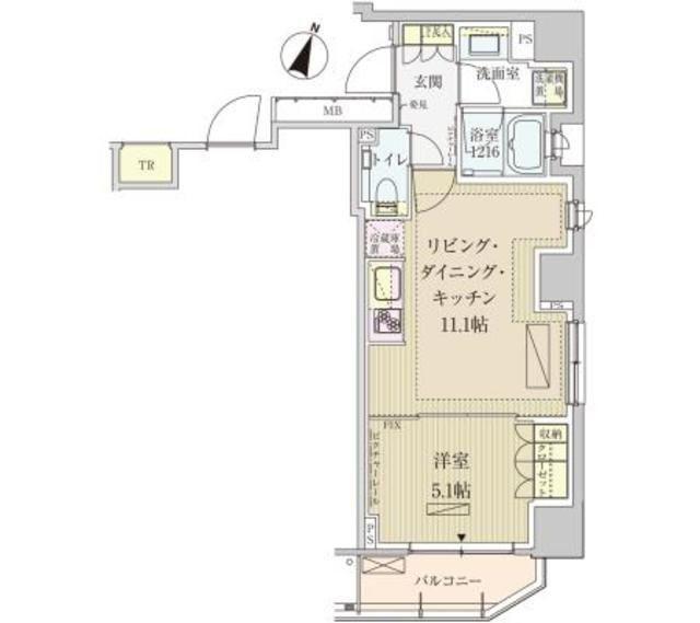 パークアクシス赤坂見附(1LDK/13階)の間取り写真