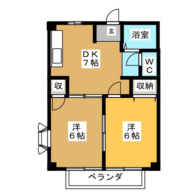ニューシティチェスナッツ B(2DK/2階)の間取り写真