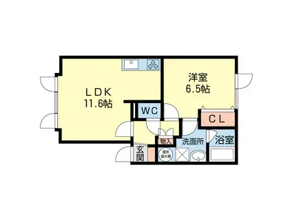 ベルン新生(1LDK/1階)の間取り写真