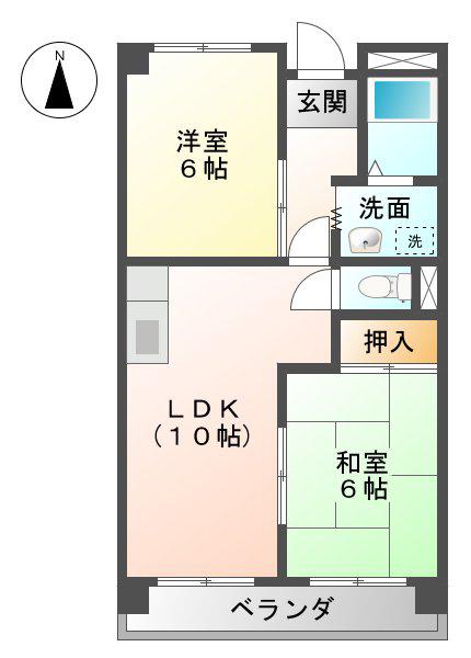 メゾン静(2LDK/3階)の間取り写真