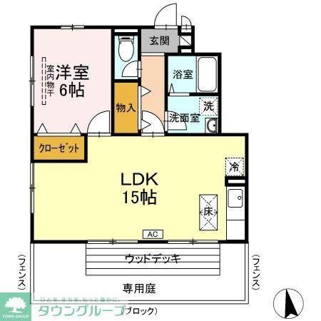 ローズコート美園(1LDK/1階)の間取り写真