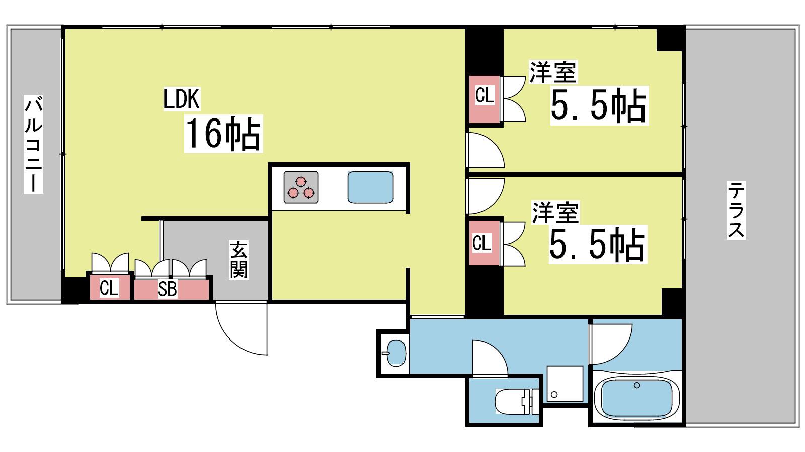 ルーチェ篠原北町(2LDK/5階)の間取り写真