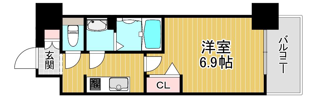 スワンズシティ大阪城コスタ(1K/6階)の間取り写真