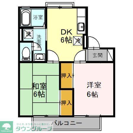 タウンコート(2DK/2階)の間取り写真