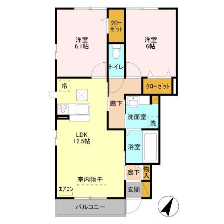 クレーデレ(2LDK/1階)の間取り写真