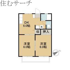 サンシティ杉の本II(2DK/1階)の間取り写真