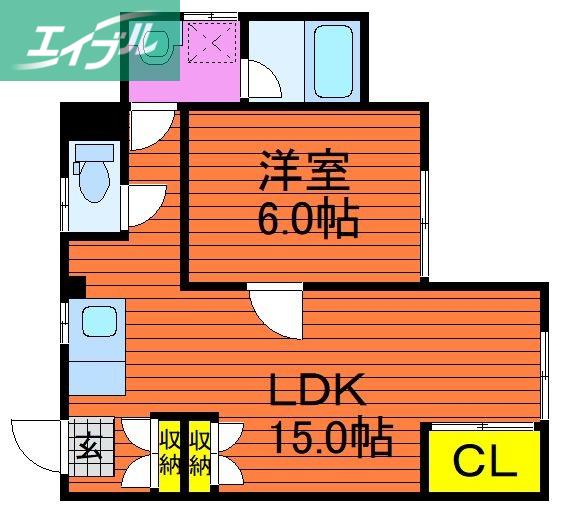 アルフィー当新田(1LDK/1階)の間取り写真