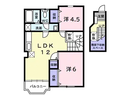 ローズ・フルール(2LDK/2階)の間取り写真