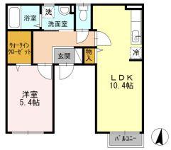 モンシャトー中央(1LDK/1階)の間取り写真