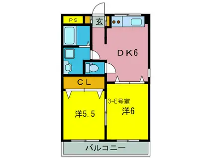 レガットハイツ(2DK/3階)の間取り写真