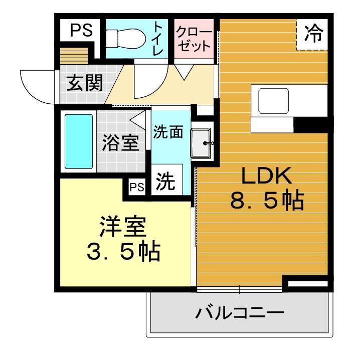 サンガーデン新山口 A(1LDK/1階)の間取り写真