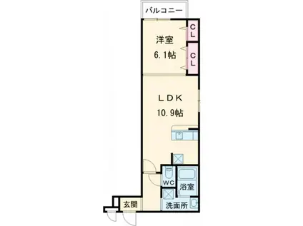 フジパレス三住町A棟(1LDK/1階)の間取り写真