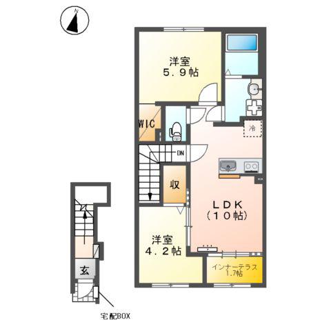 ORIENTAL COURT(2LDK/2階)の間取り写真