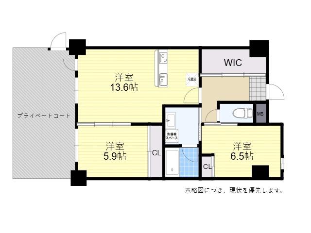 トレステーラ住吉町(2LDK/1階)の間取り写真
