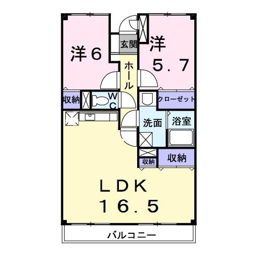 ヴィラ・アベニール(2LDK/1階)の間取り写真