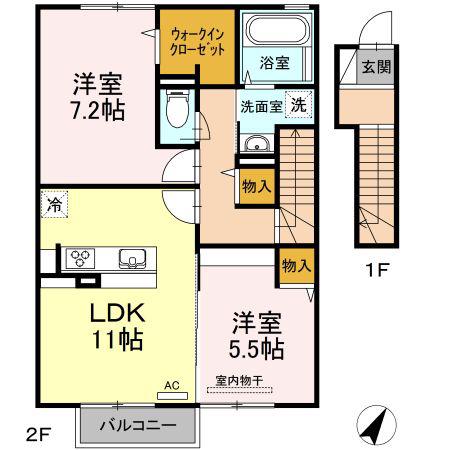 ソレアード(2LDK/2階)の間取り写真