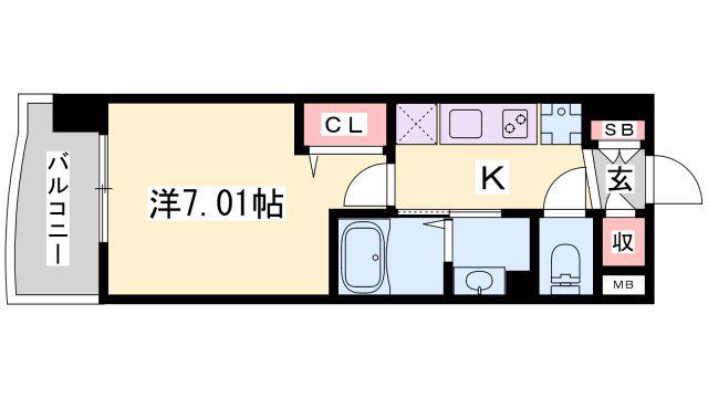 LUXE姫路(1K/3階)の間取り写真