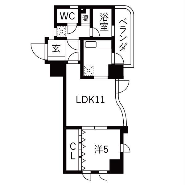 東和覚王山ヒルズ(1LDK/2階)の間取り写真